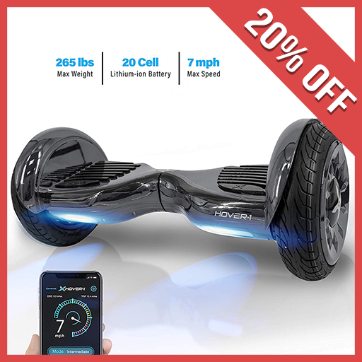 Hover-1 Titan - Electric Scooter Hoverboard with 10" Rugged Tires, LED Lights, Bluetooth and App-Capability